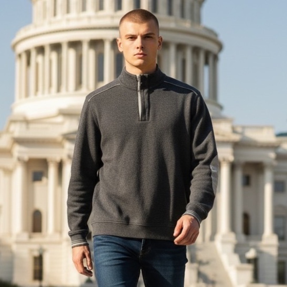 Hugo Boss Mens Pieno 21 Quarter Zip Sweater Charcoal Gray Regular Fit Size‎ M